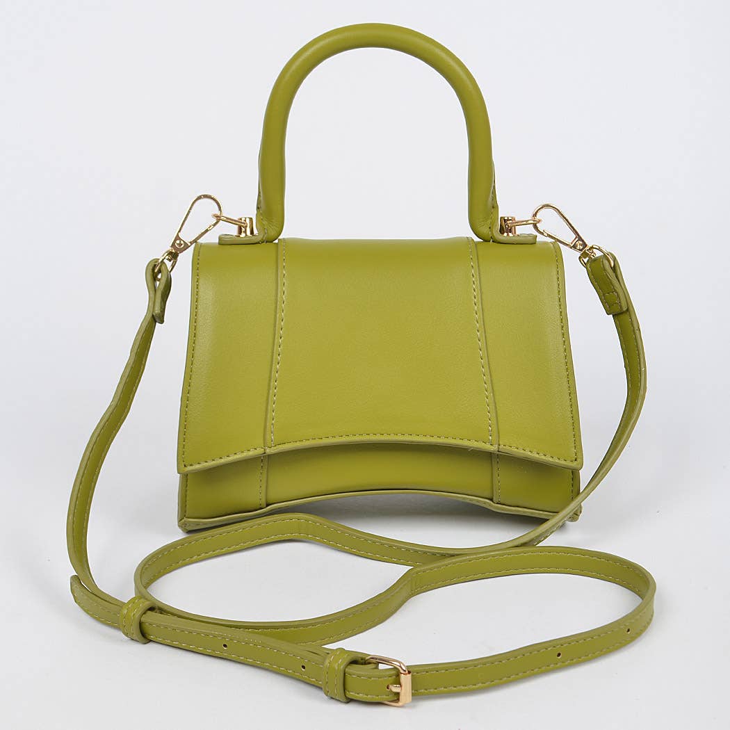 Faux Leather Top Handle Bag: Lavender