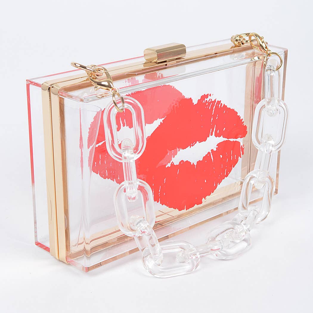 Lip Clear Hard Clutch W/clear Chain: Clear Red