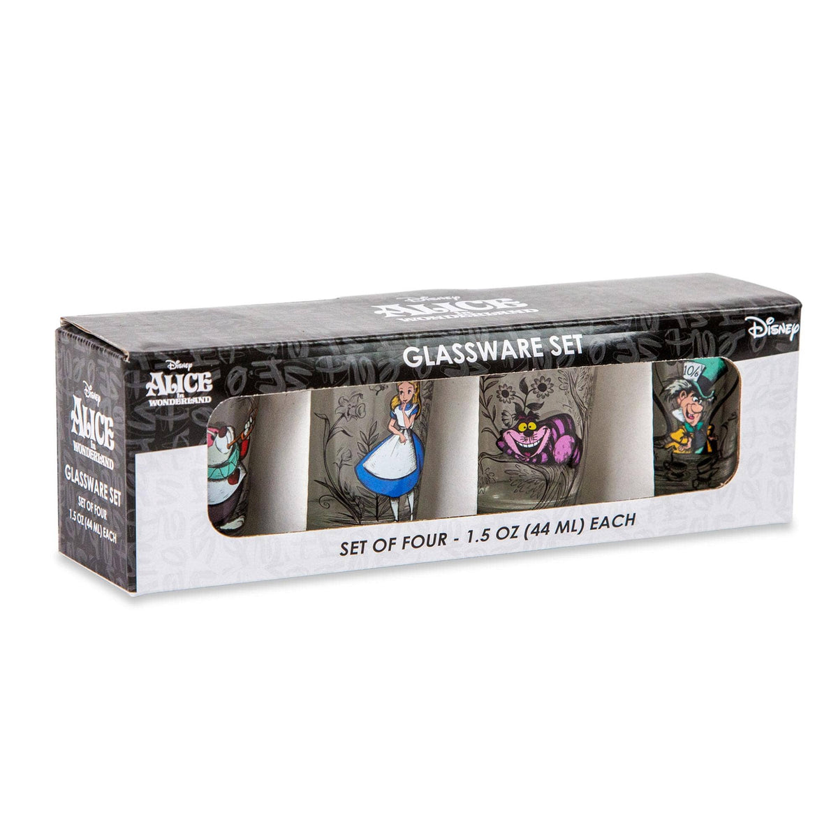 Alice in Wonderland 4 Piece 1.5oz Mini Glass Set
