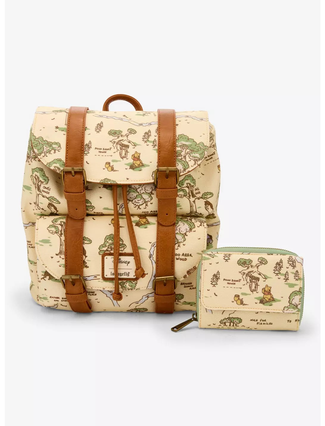 Winnie the Pooh Hundred Acre Wood Map Buckle Strap Mini Backpack