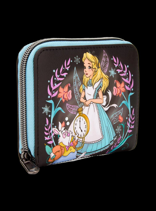 Alice in Wonderland Winter Drawing Mini Zipper Wallet