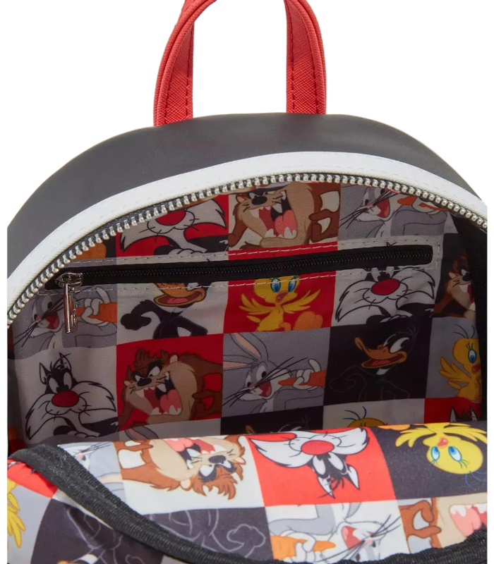 Backpack with cartoon character pattern on a white background