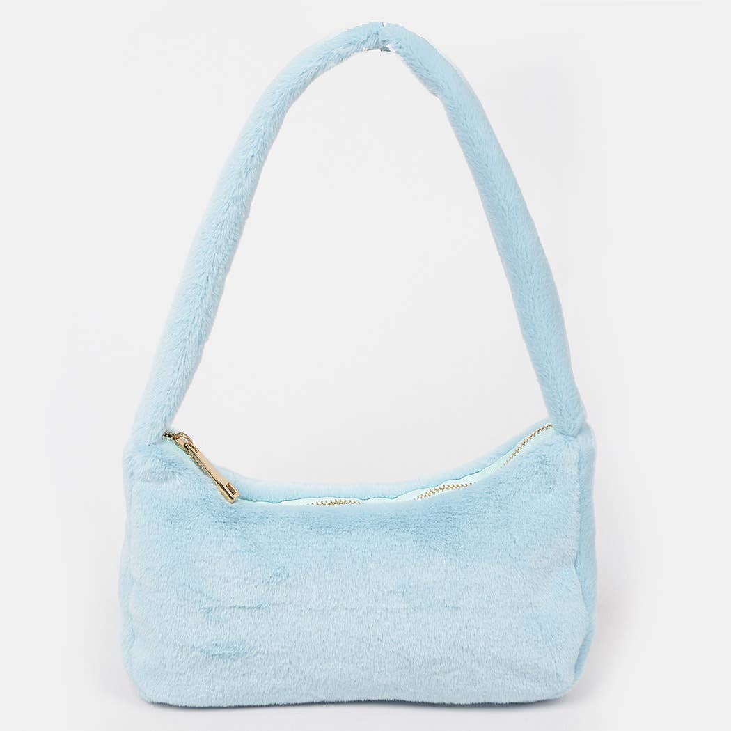 HPC5123 SOLID FAUX FUR SHOULDER BAG: Red