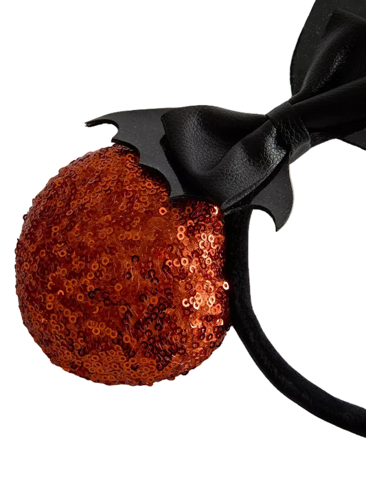 Mickey Mouse Halloween Orange Sequin Color Block Mouse Ears Headband - alternate view 2