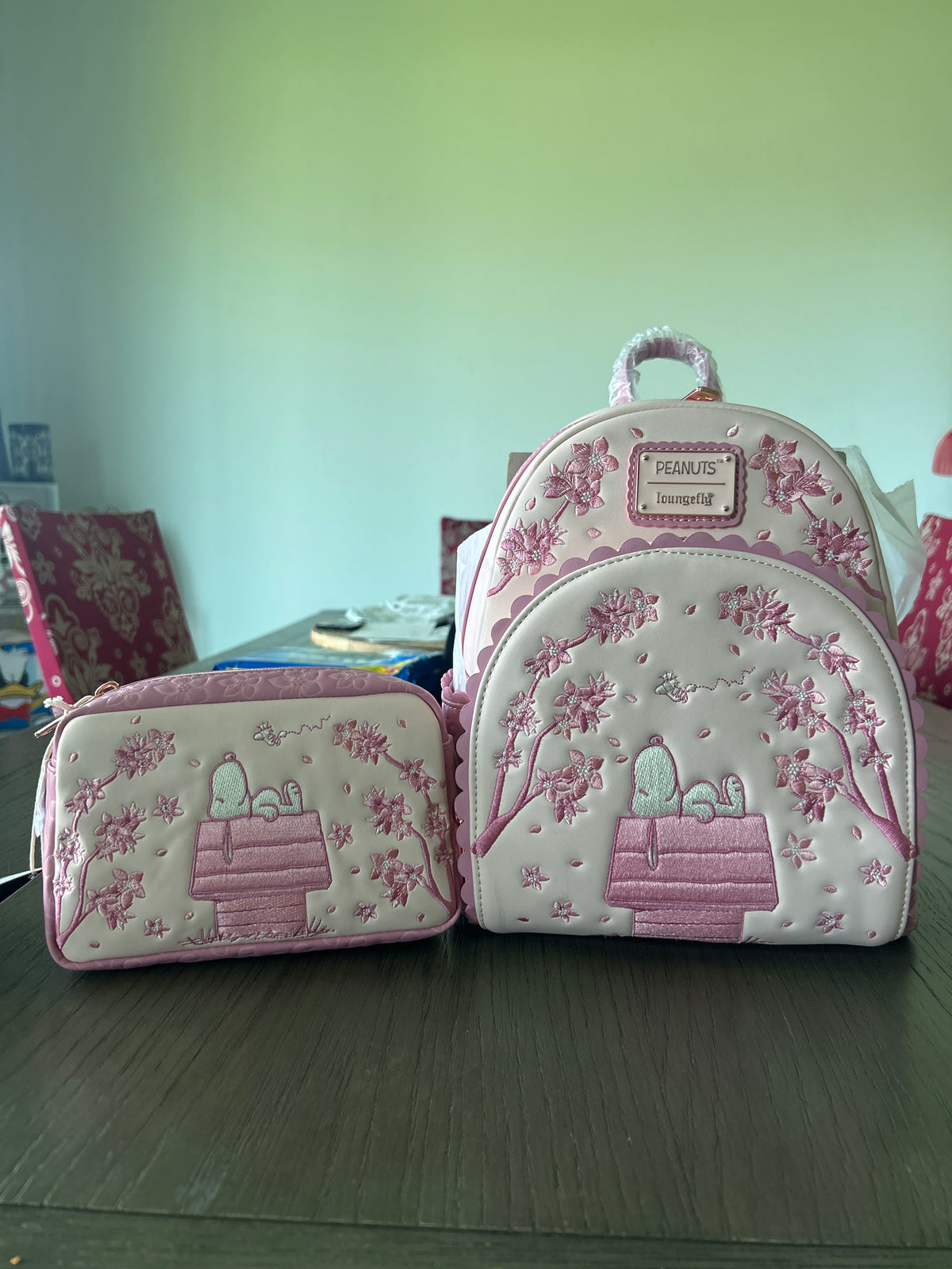 Peanuts Snoopy Cherry Blossom Mini Backpack & Wallet Bundle