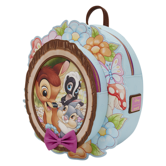Round backpack with animated character design on a white background