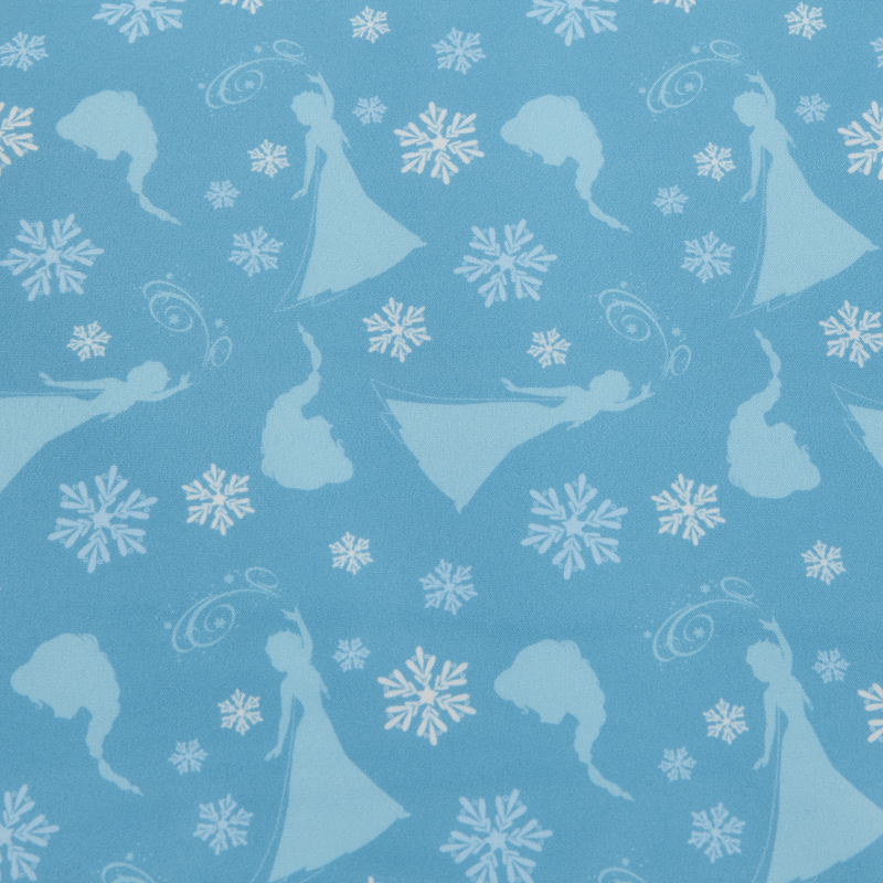 Pattern of silhouettes and snowflakes on a blue background