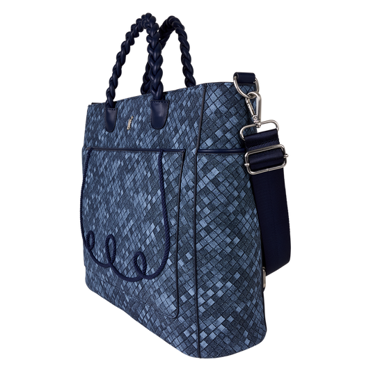 Blue Checkered Convertible Backpack & Tote Crossbody Bag - alternate view 2