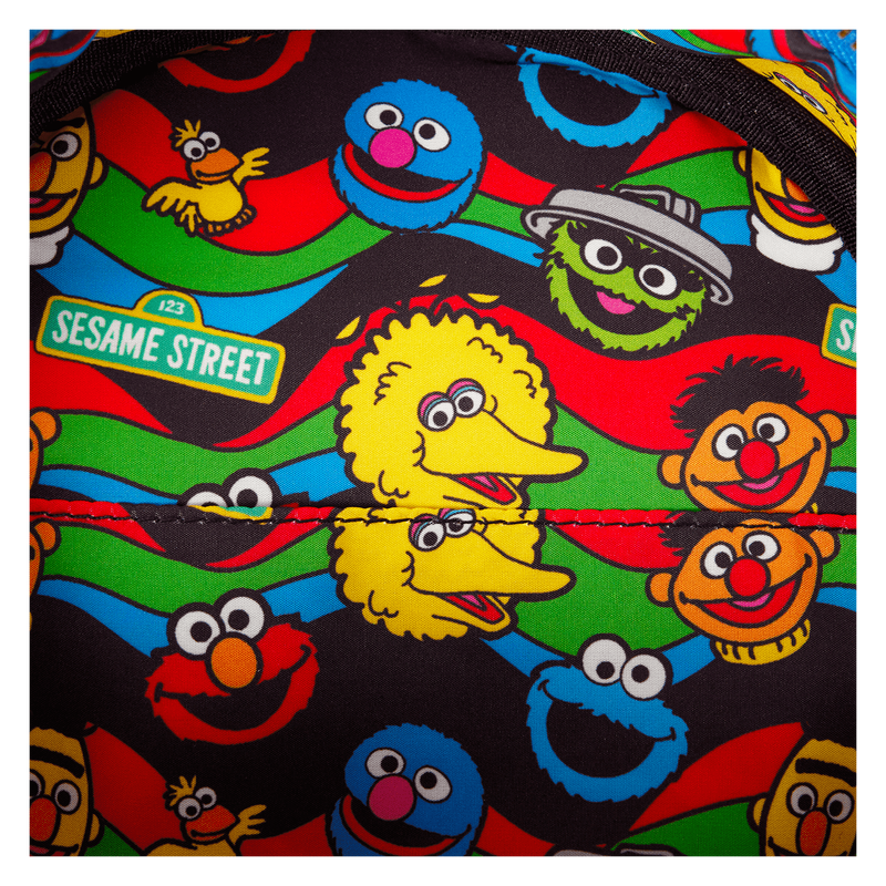 Colorful Sesame Street characters pattern on a product