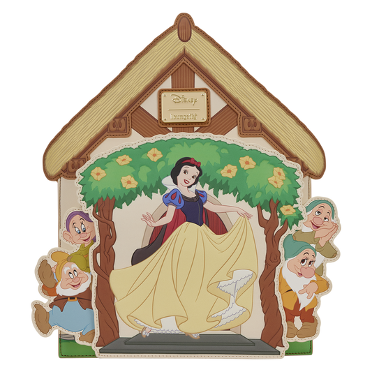 Disney Snow White and the Seven Dwarfs wooden plaque with characters around a tree.