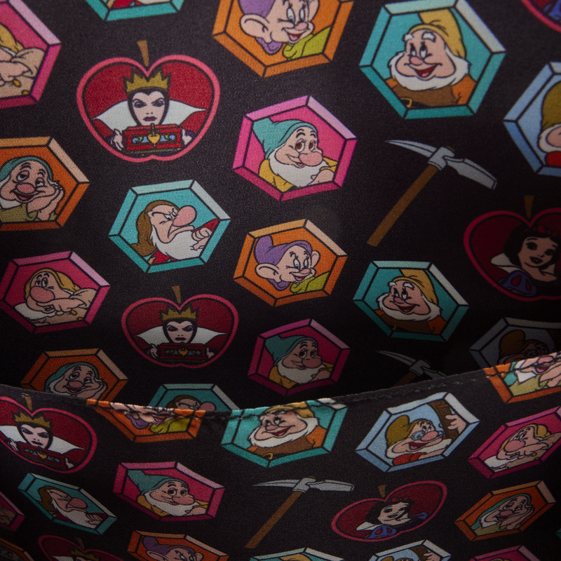 Pattern of animated characters in hexagonal frames on a black background