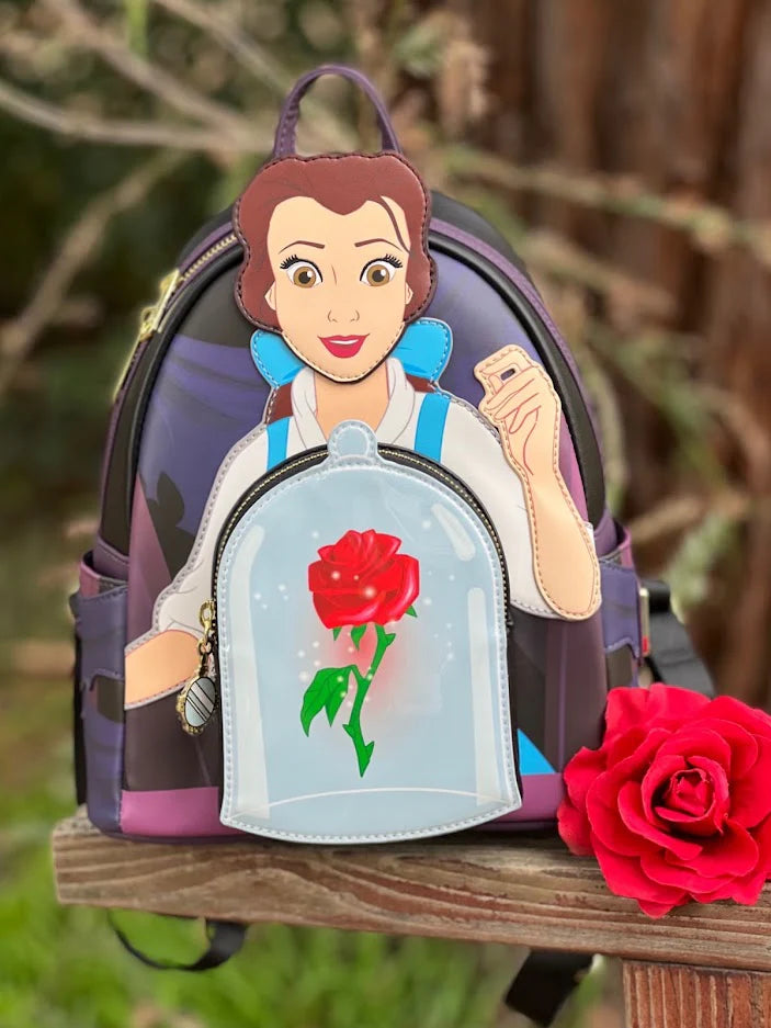 Loungefly Beauty and the Beast Belle Enchanted Rose Mini Backpack