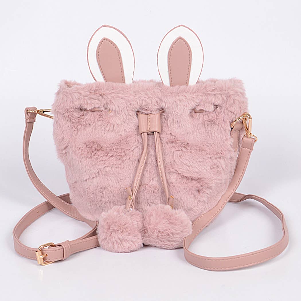Faux Fur Bunny Clutch: Black