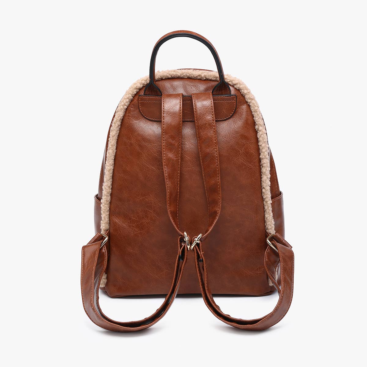 Sherpa Trim Backpack – Front Pocket Vegan Bag | BP2420 : Brown
