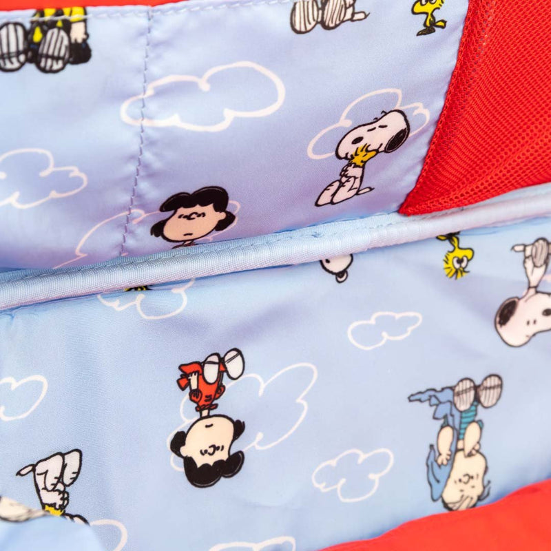 Children's bedding set with cartoon characters on a blue background