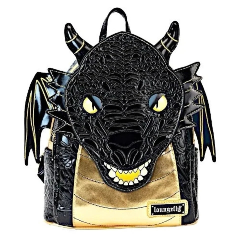 Loungefly Black Gold Fourth Wing Dragon Mini Backpack BAM Edition