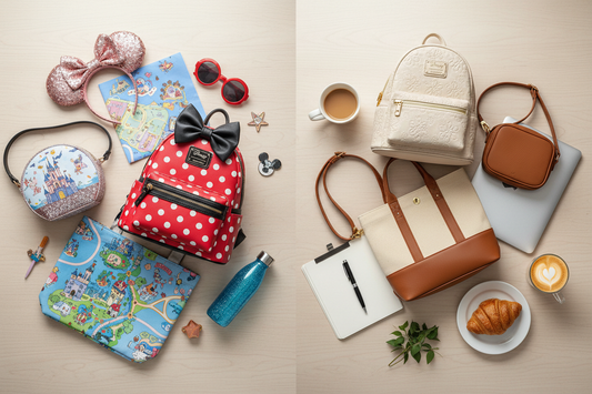Styling Loungefly bags for Disney Parks and everyday outfits including mini backpacks and totes