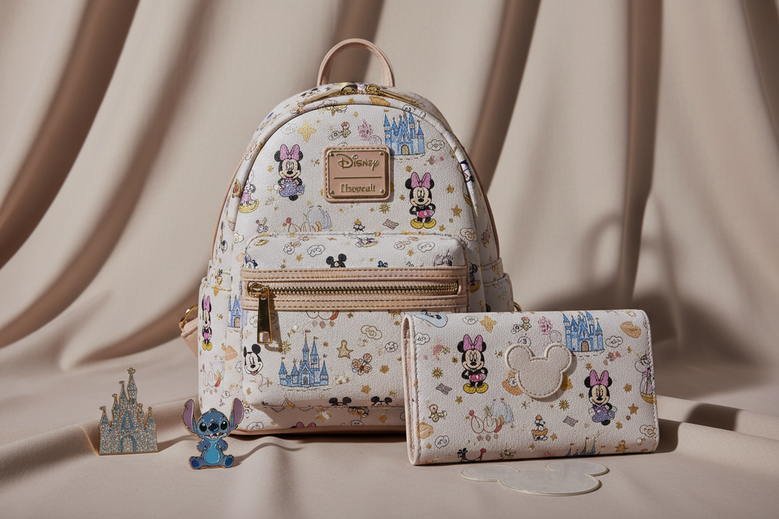 Disney mini backpack purse featuring Loungefly design with matching wallet