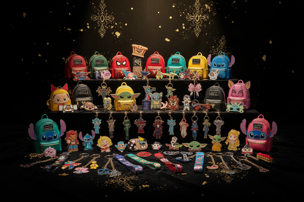 Loungefly accessories designed to complement backpacks and bags