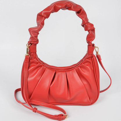 Pleated Simple Shoulder Bag: Pink