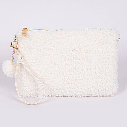Faux Fur Clutch: Beige