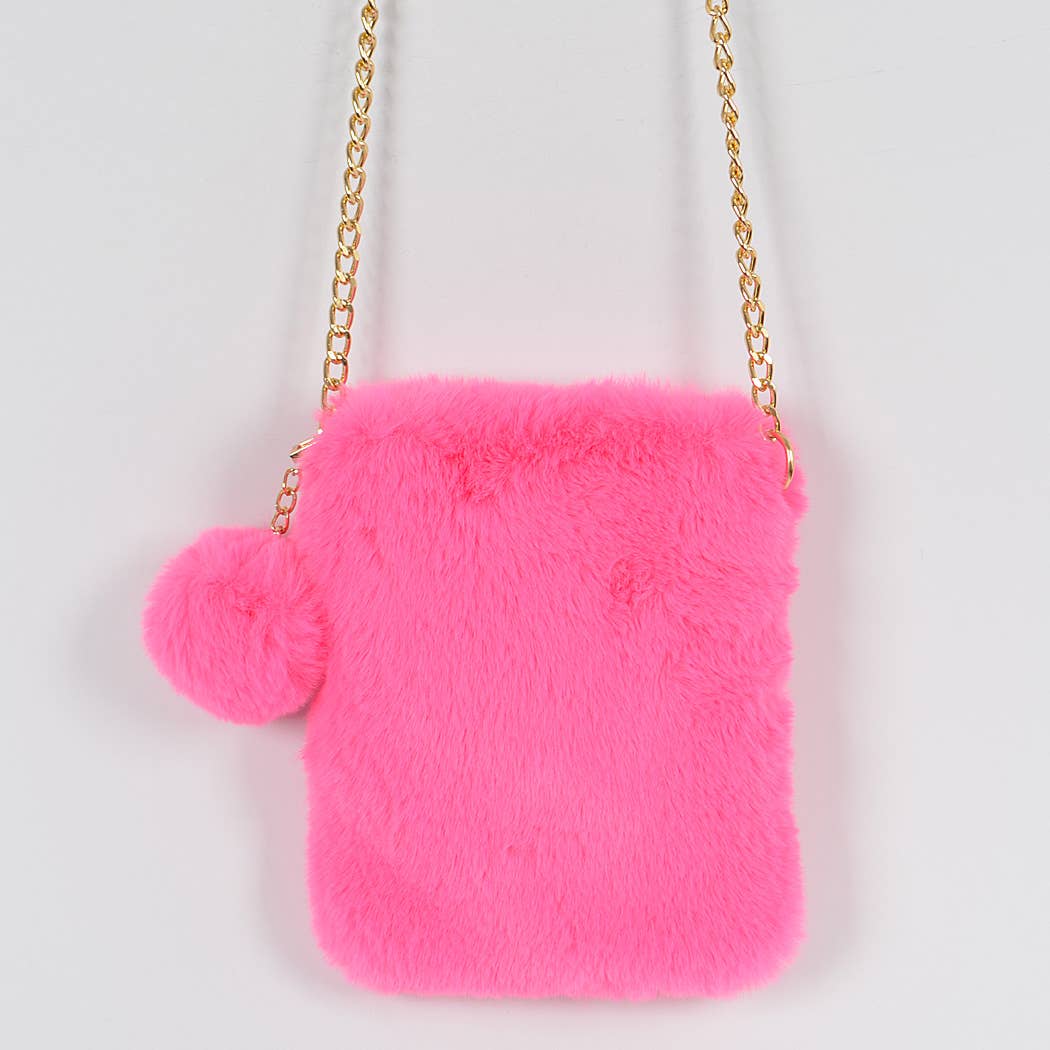 Faux Fur Cellphone Bag: Mustard