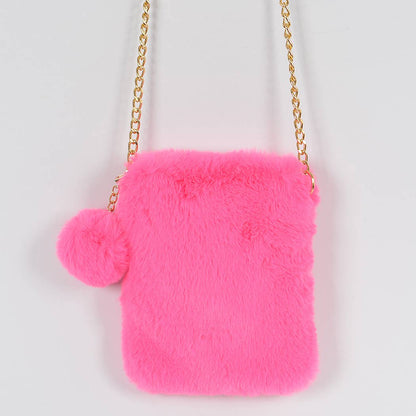 Faux Fur Cellphone Bag: Mustard