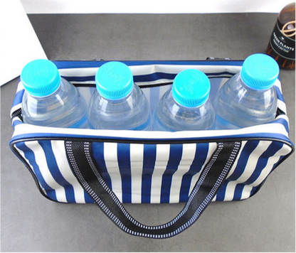 Waterproof Mesh Shower Bag Striped Toiletry Bag: Black / M