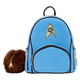 Blue backpack with Star Trek logo and brown furry ear accessory on a white background