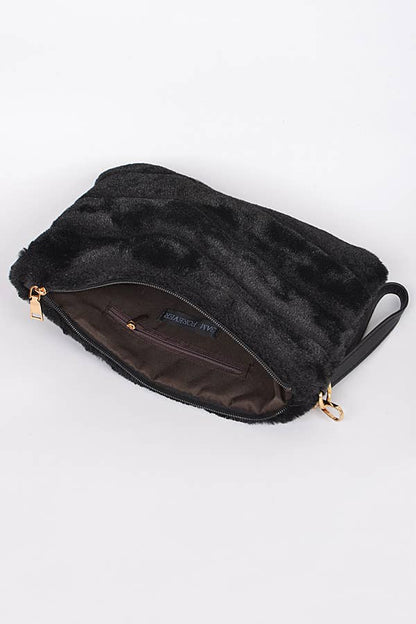 Faux Fur Charming Clutch PPC5828: Black