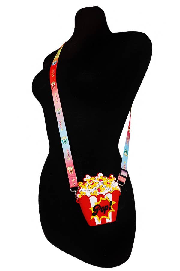 Animated Popcorn Silicone Zippered Strap Crossbody Bag