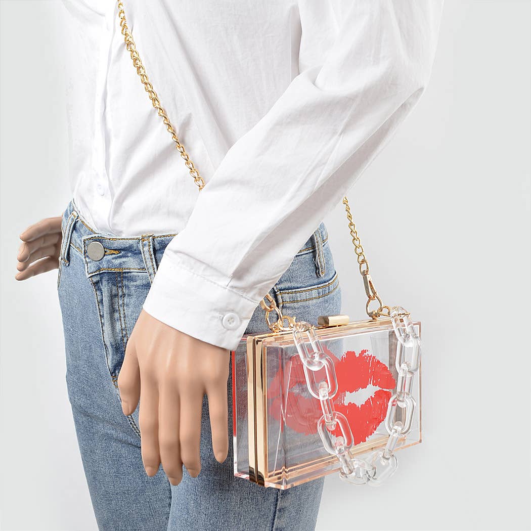 Lip Clear Hard Clutch W/clear Chain: Clear Red