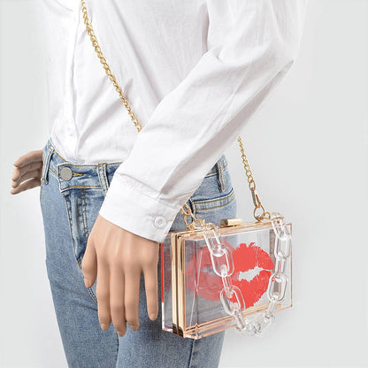 Lip Clear Hard Clutch W/clear Chain: Clear Red