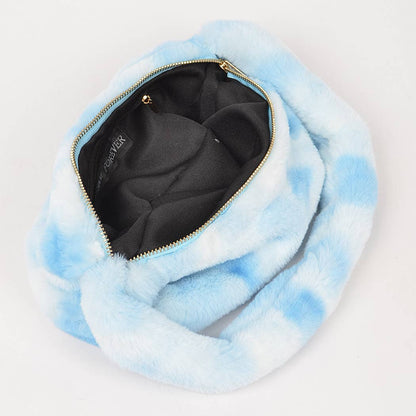 Tie Dye Fur Shoulder Bag: Black