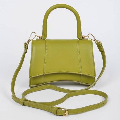 Faux Leather Top Handle Bag: Lavender