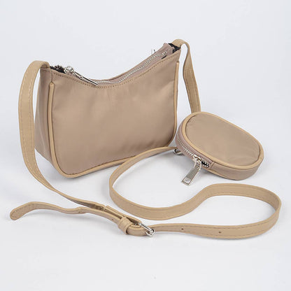 Women's Nylon Zip Crossbody Clutch with Mini Bag: COB