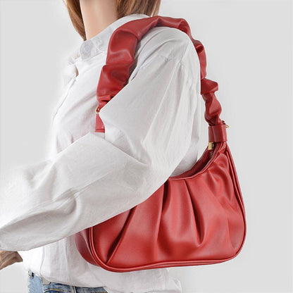 Pleated Simple Shoulder Bag: Pink