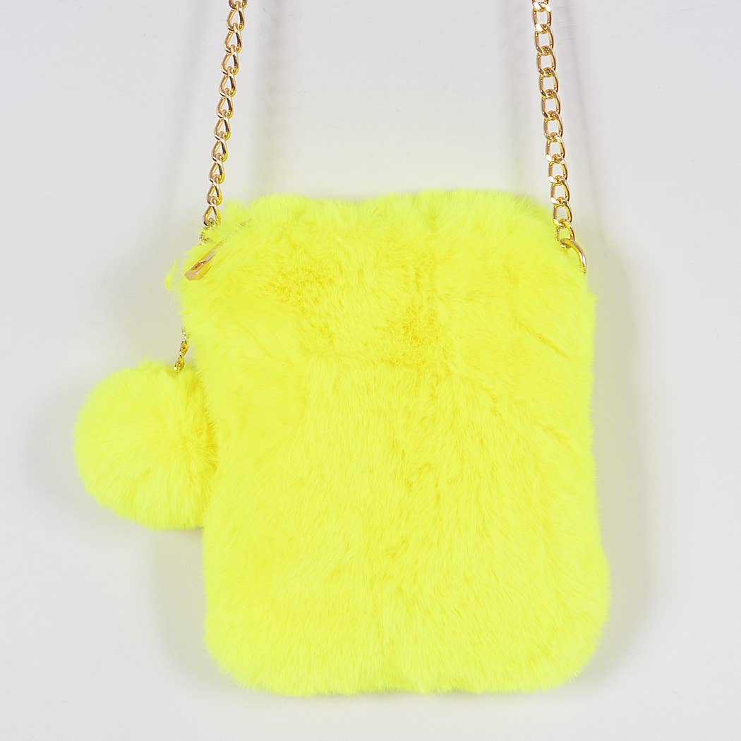 Faux Fur Cellphone Bag: Mustard