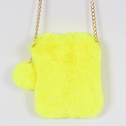Faux Fur Cellphone Bag: Mustard