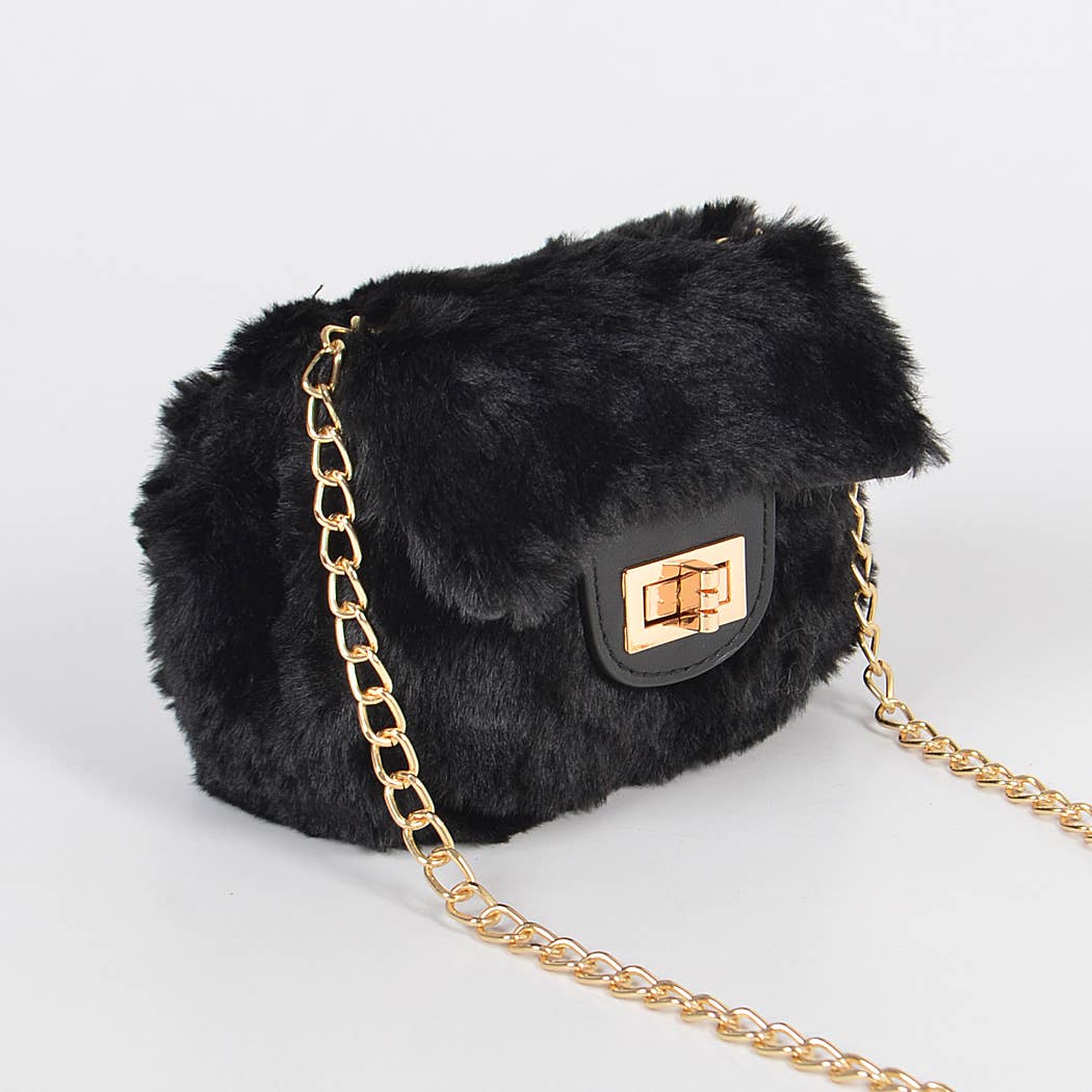 Faux Fur Mini Bag: Green