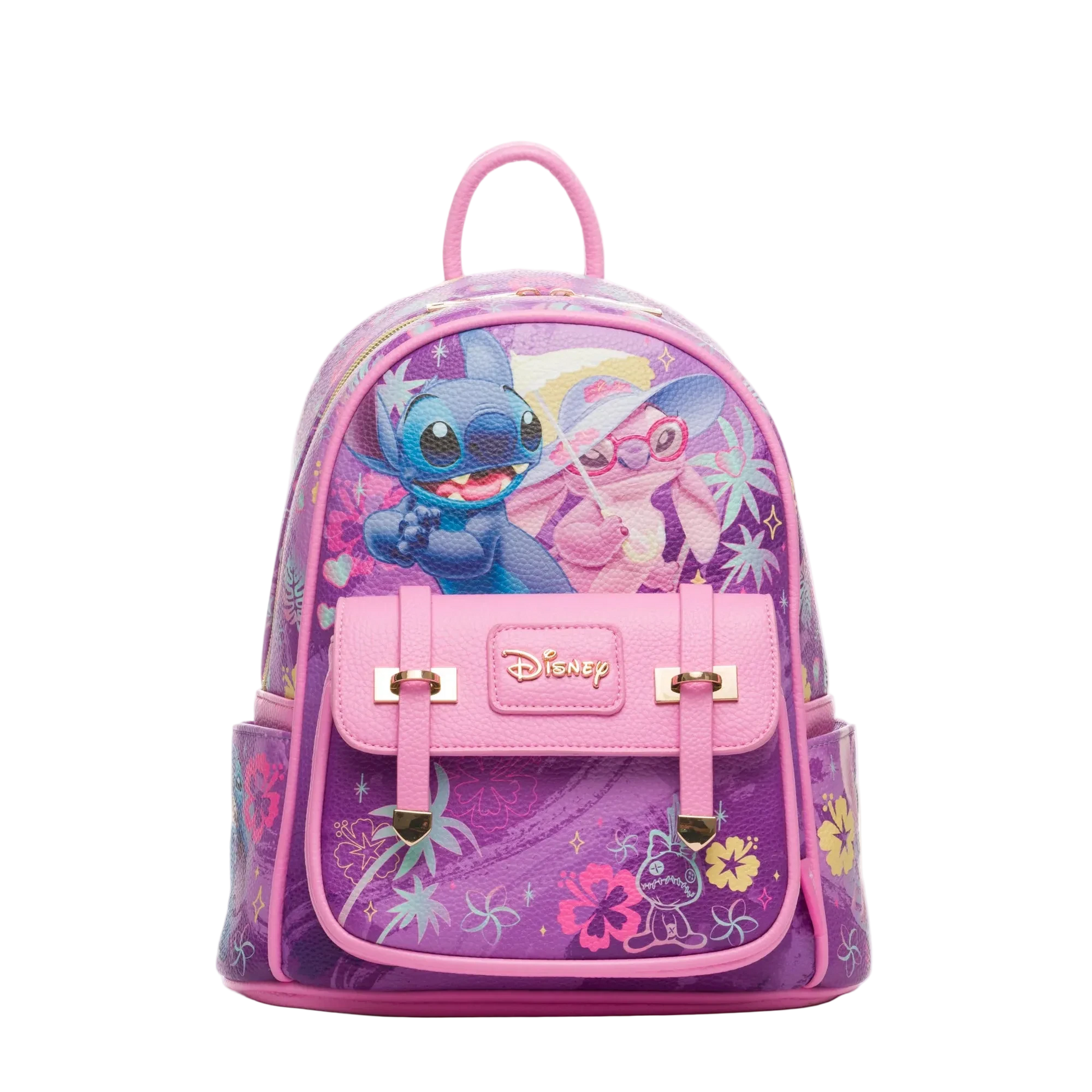 Backpack with cartoon characters and Disney logo on a white background