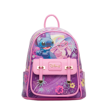 Backpack with cartoon characters and Disney logo on a white background