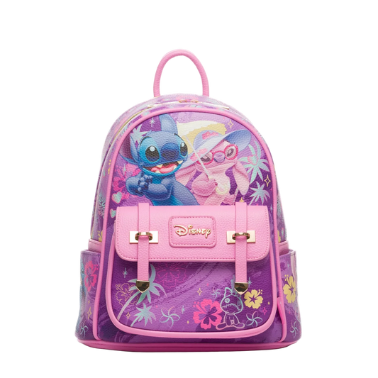Backpack with cartoon characters and Disney logo on a white background