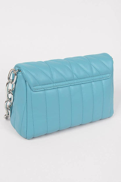Quilted Chain Shoulder Bag: Orange