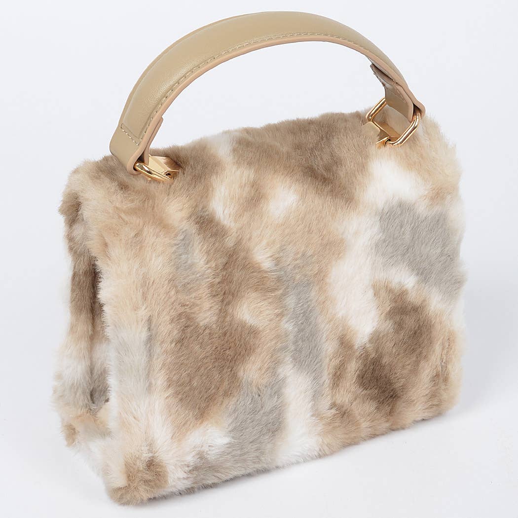 Tie Dye Fur Flap Bag: Blue