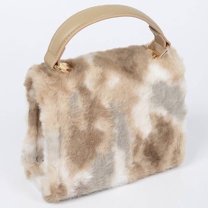 Tie Dye Fur Flap Bag: Blue