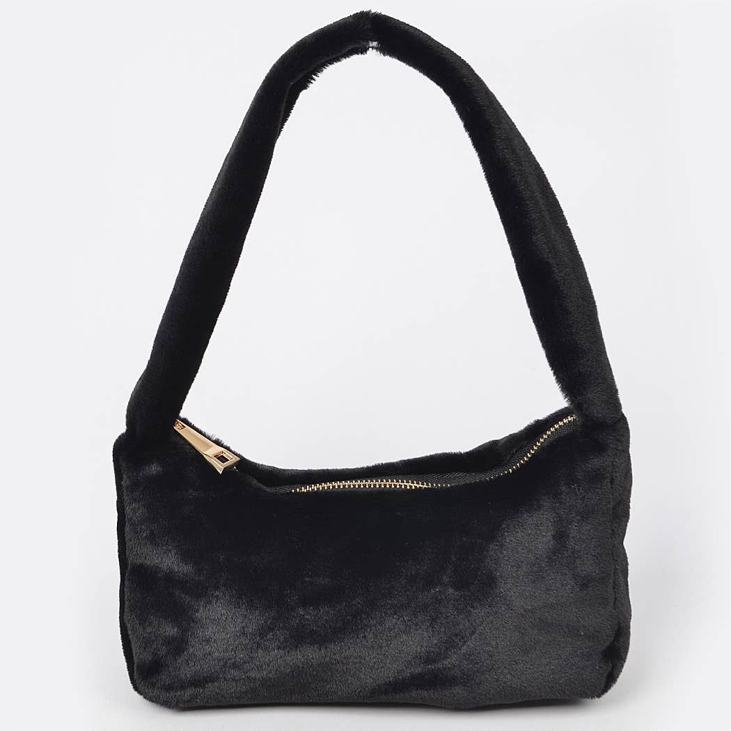 HPC5123 SOLID FAUX FUR SHOULDER BAG: Yellow