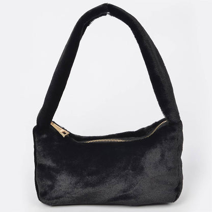 HPC5123 SOLID FAUX FUR SHOULDER BAG: Yellow