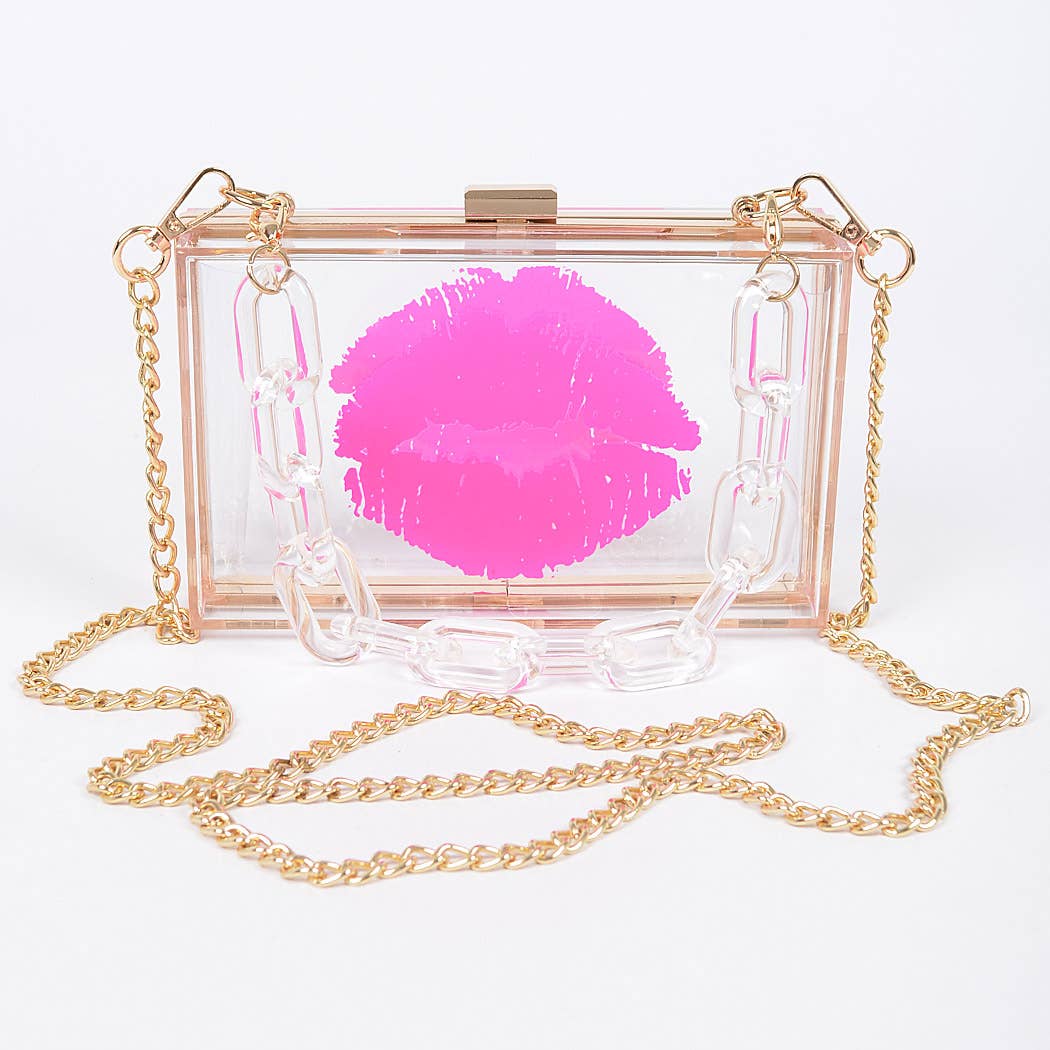 Lip Clear Hard Clutch W/clear Chain: Clear Red