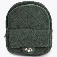 Fluffy Flap Zipper Backpack: High Green